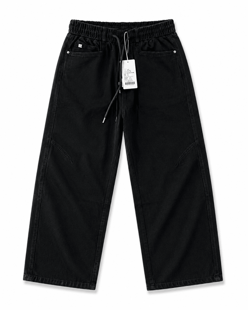 Premium Black Wide-Leg Denim Pants – Relaxed Fit Streetwear Jeans - Darkdxb