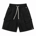 Premium Black Zip Cargo Shorts – Lightweight Techwear Utility Fit - Darkdxb
