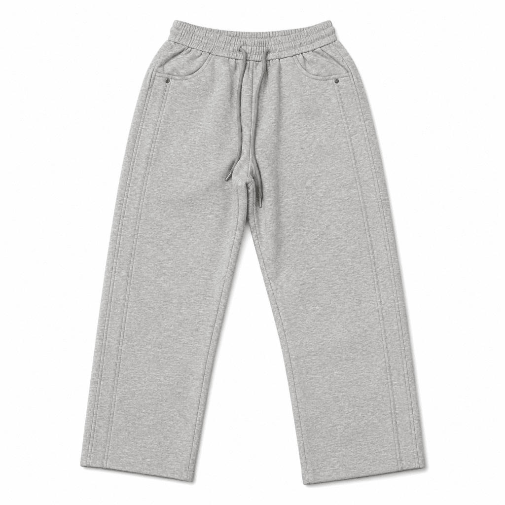 Premium Light Grey Straight Fit Sweatpants – Relaxed Everyday Comfort - Darkdxb