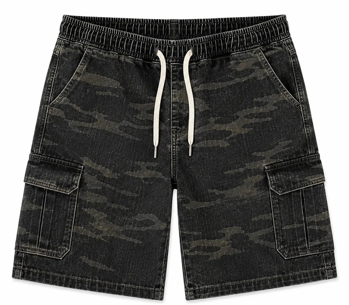 Dark Camo Cargo Shorts — Vintage Washed Edition