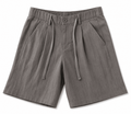Premium Taupe Linen Blend Tailored Drawstring Shorts - Darkdxb