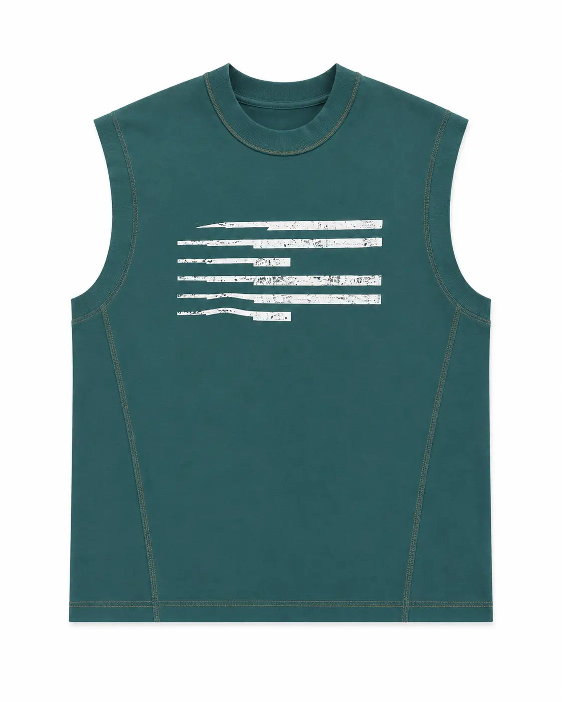 Premium Teal Graphic Oversized Sleeveless Tank Top