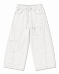 Premium White Wide Leg Utility Pants – Relaxed Fit Streetwear Trousers - Darkdxb