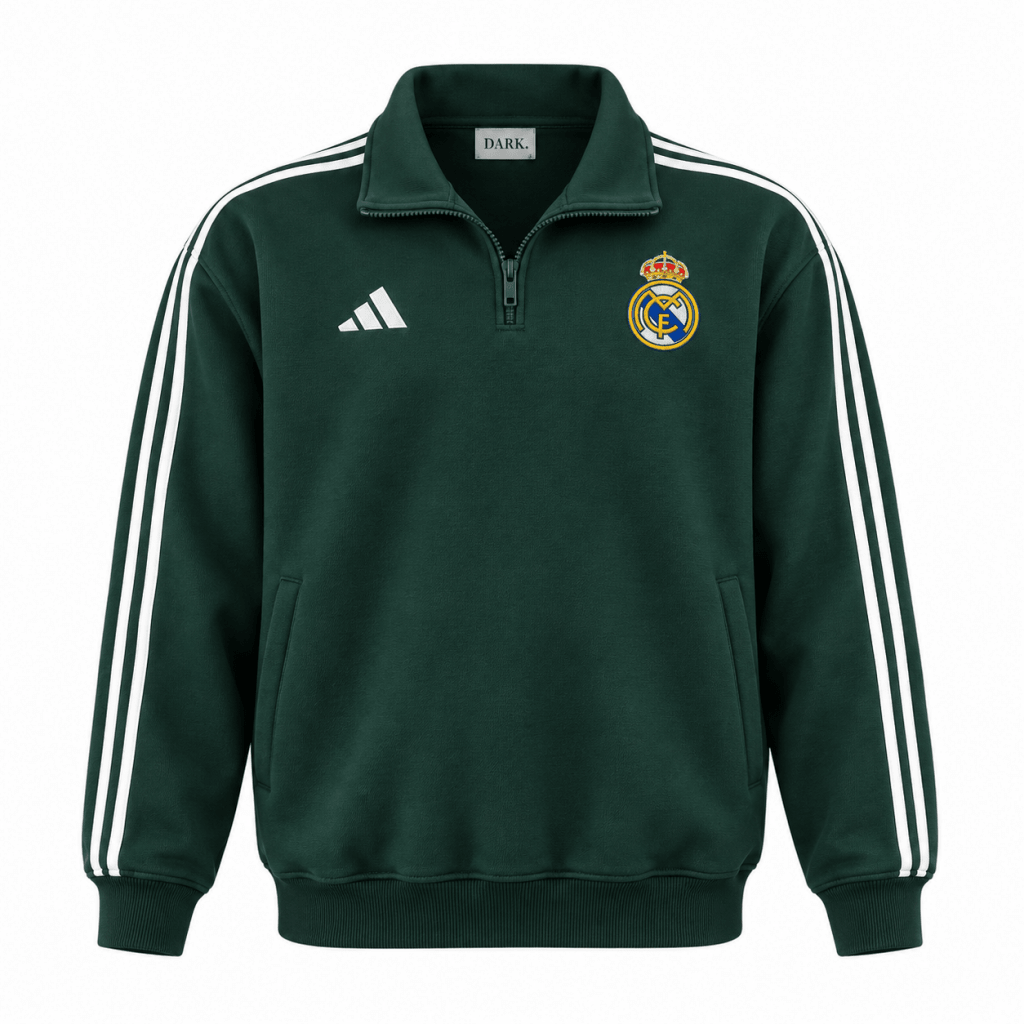 Real Madrid Quarter-Zip Tracksuit Set – Dark Green - Tracksuits - Darkdxb