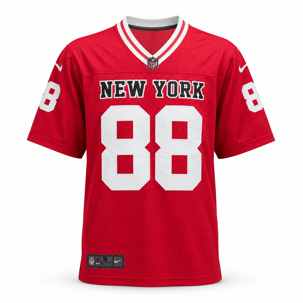 Red New York 88 NFL-Style Football Jersey T-Shirt – Athletic Fit - Shirts - Darkdxb