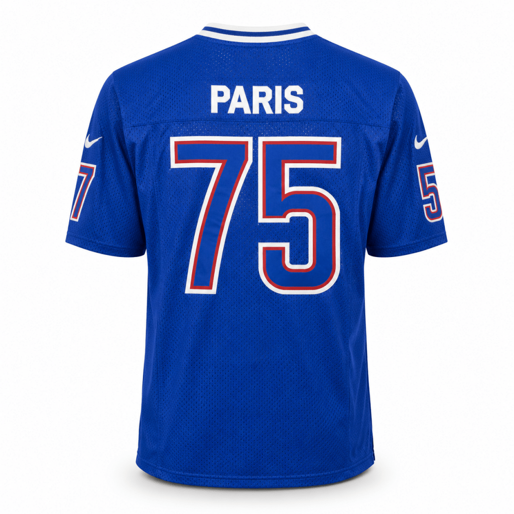 Royal Blue Paris 75 NFL-Style Football Jersey T-Shirt – Athletic Fit - Shirts - Darkdxb