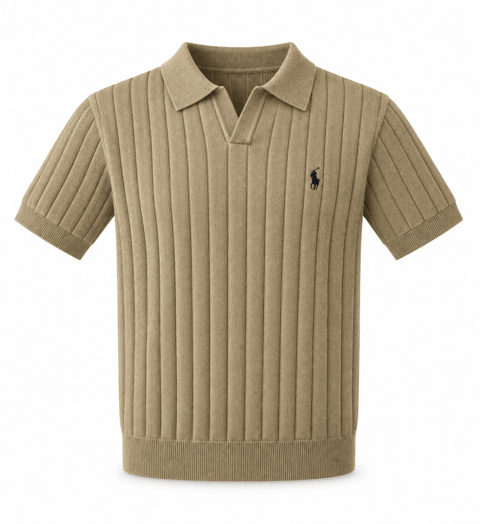 Sand Beige Textured Polo Shirt - Shirts - Darkdxb