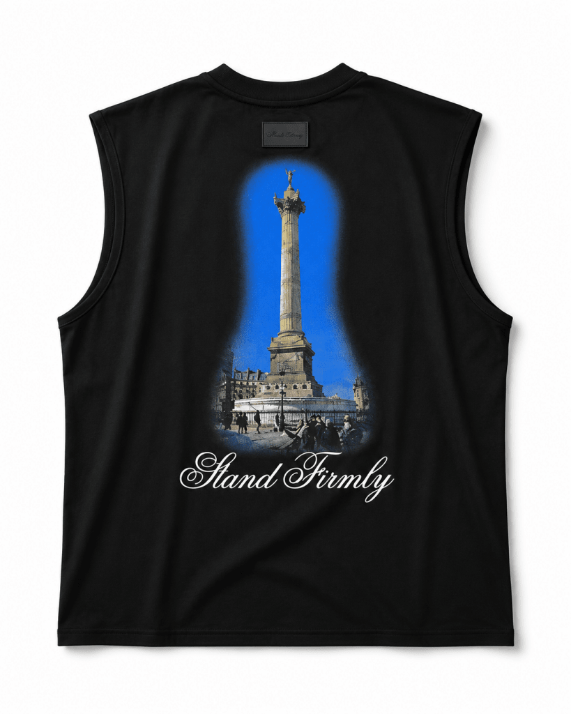 Stand Firmly Graphic Sleeveless Oversized Muscle Tank – Premium Black Streetwear Tee - Darkdxb
