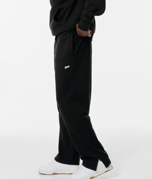 STWD Black Relaxed Straight-Leg Sweatpants with Side Slits - Darkdxb