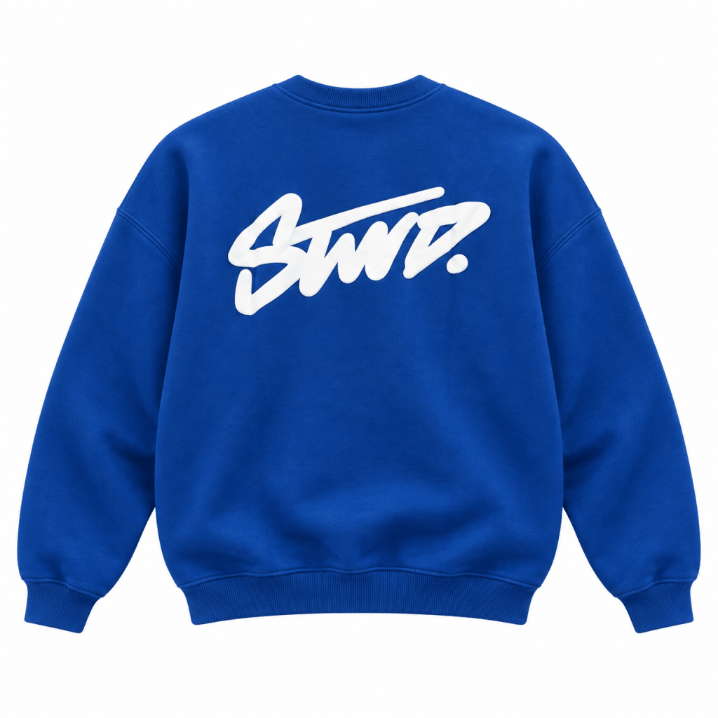 STWD Logo Embroidered Crewneck – Royal Blue - Darkdxb