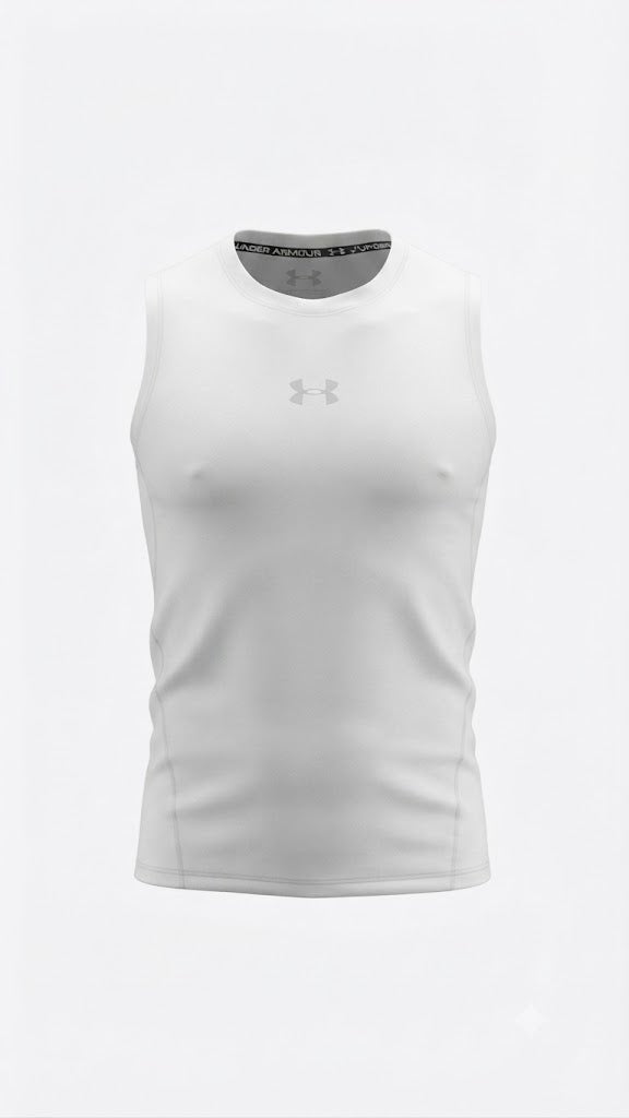 Under Armour White HeatGear Sleeveless Compression Training Tank - Darkdxb