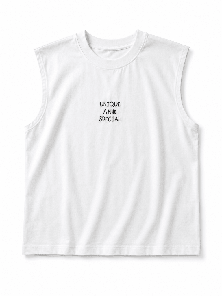 Unique & Special White Sleeveless Muscle Tee - Darkdxb