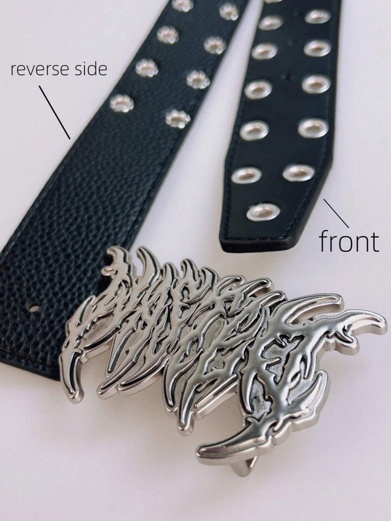 Unisex Leopard & Zebra Print Belt, Goth/Streetwear/Punk Style, Letter & Flame Hollow Metal Buckle, - Darkdxb