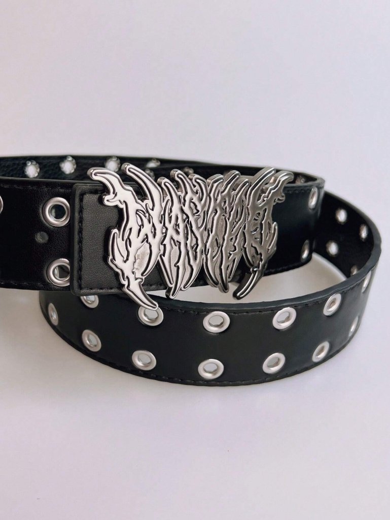 Unisex Leopard & Zebra Print Belt, Goth/Streetwear/Punk Style, Letter & Flame Hollow Metal Buckle, - Darkdxb