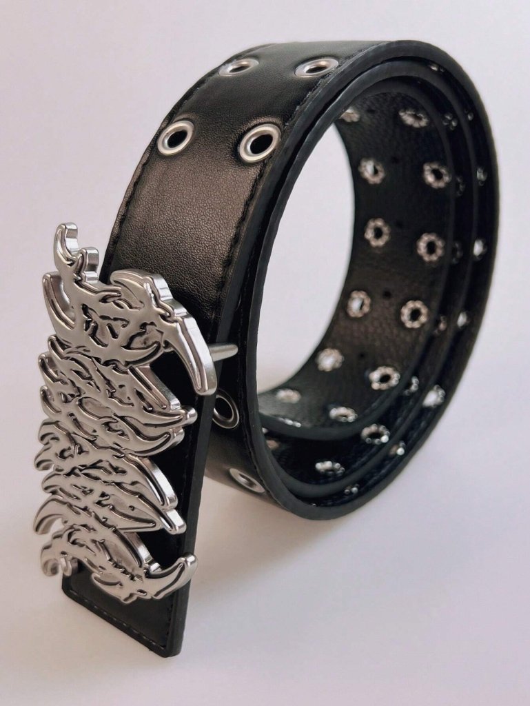 Unisex Leopard & Zebra Print Belt, Goth/Streetwear/Punk Style, Letter & Flame Hollow Metal Buckle, - Darkdxb