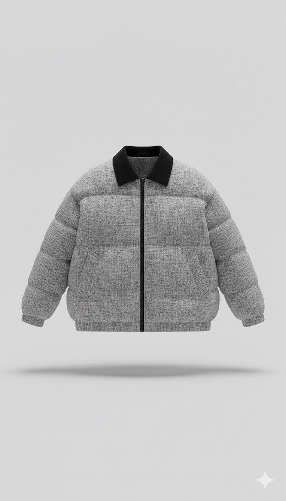 "Ash Slate" Tweed Insulated Puffer