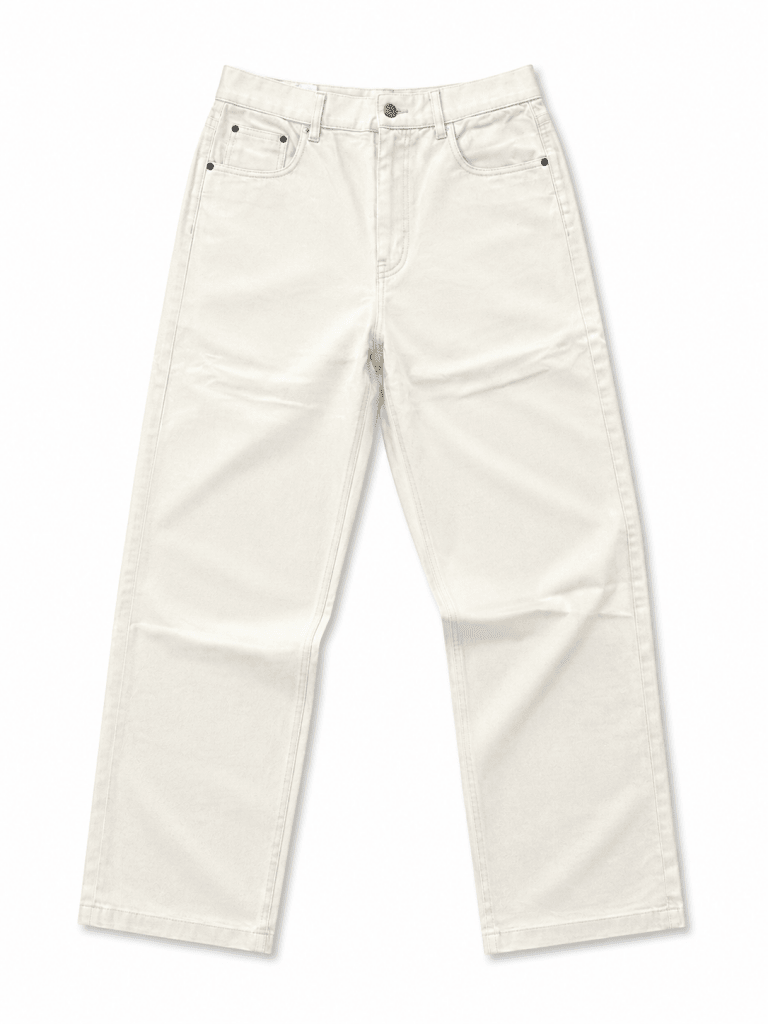 Urban Off-White Wide Leg Denim Jeans – Premium Relaxed Fit Everyday Pants - Darkdxb