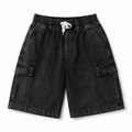Washed Black Denim Cargo Short - Shorts - Darkdxb