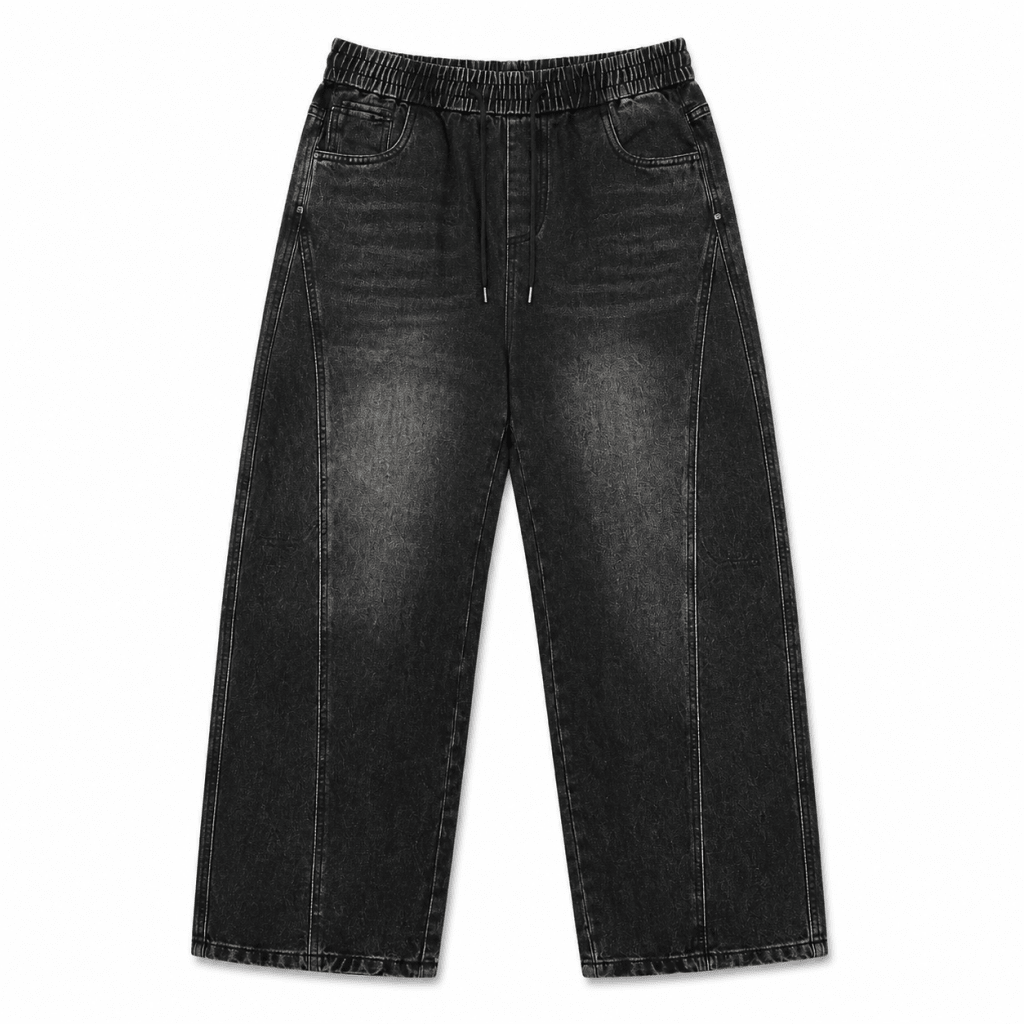 Washed Black Elastic Waist Denim Jogger - Jeans - Darkdxb