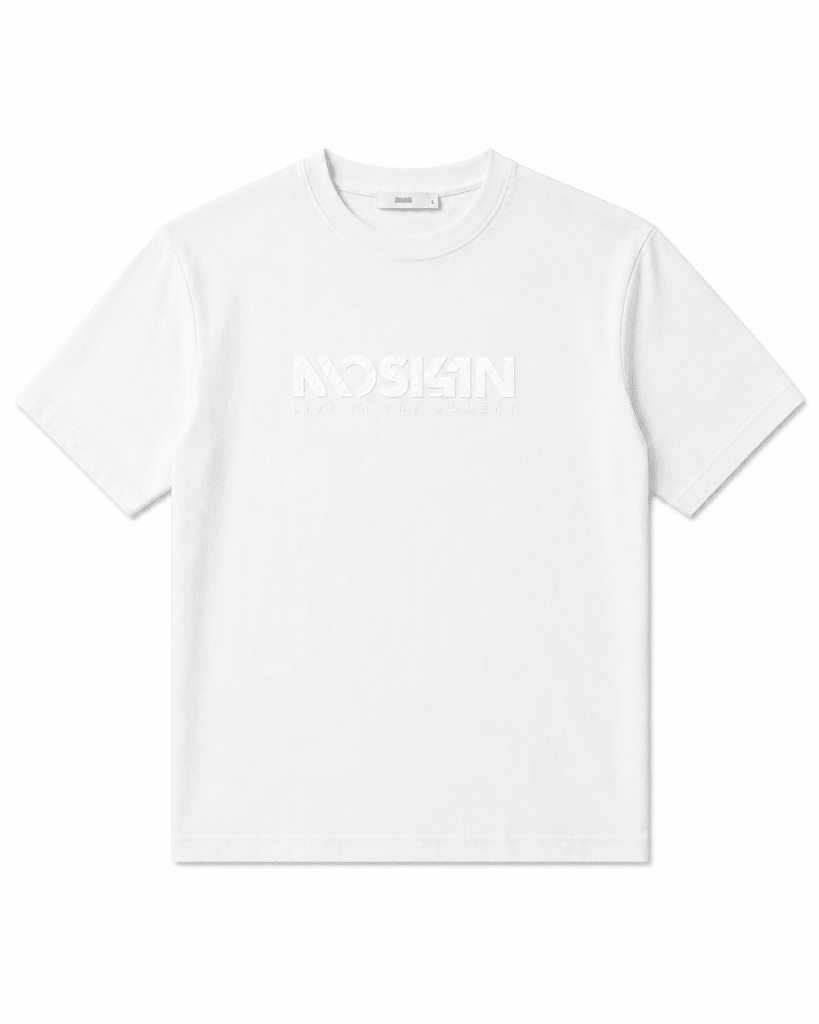 White Embossed Logo T-Shirt – Minimal Street Fit - Darkdxb