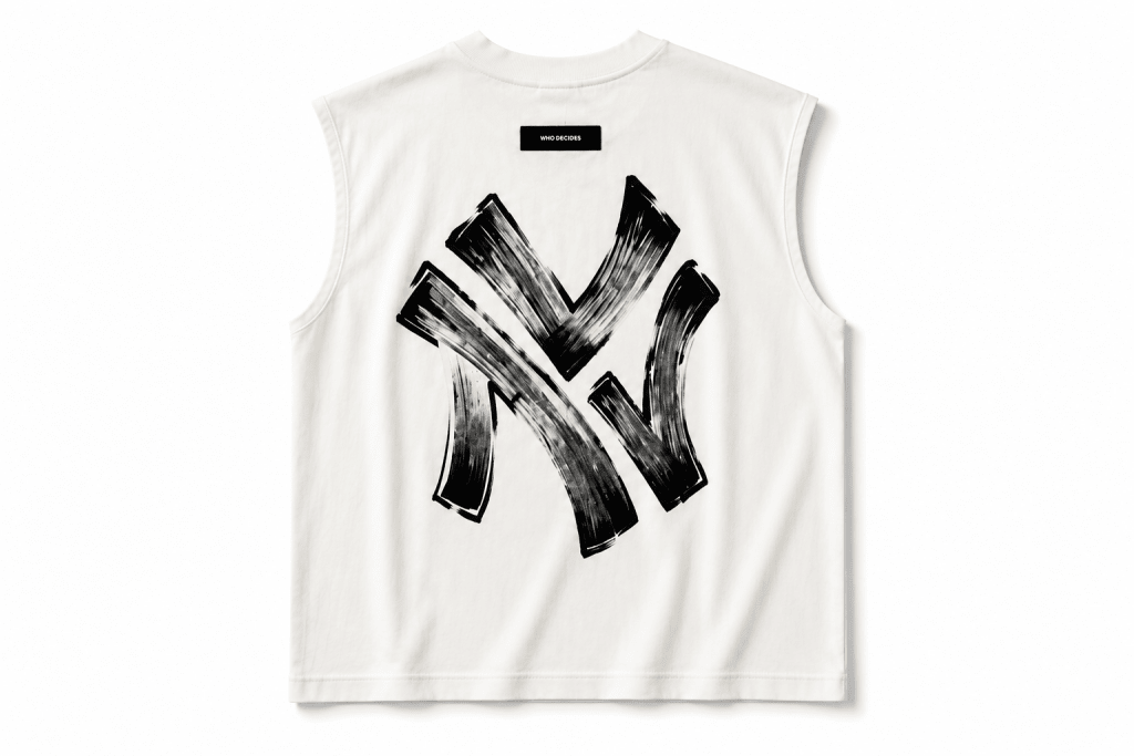 White Graphic Sleeveless Muscle Tee – Brushstroke Edition - Darkdxb