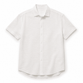 White Linen Button-Down Short Sleeve Shirt – Relaxed Fit - Shirts - Darkdxb