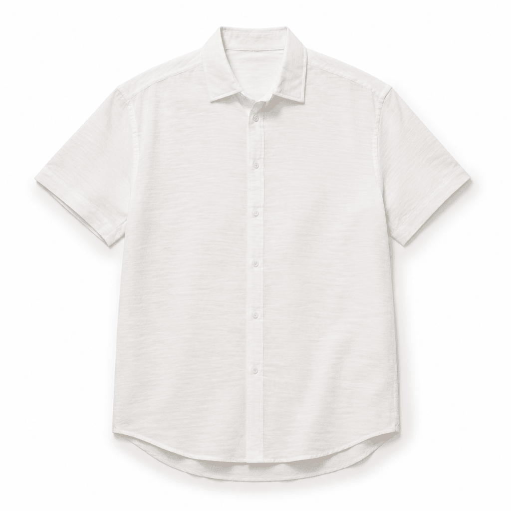 White Linen Button-Down Short Sleeve Shirt – Relaxed Fit - Shirts - Darkdxb