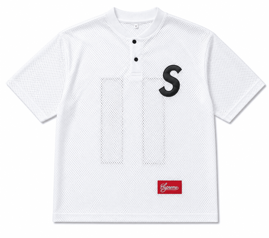 White Mesh S Letter Jersey T-Shirt – Oversized Breathable Streetwear Tee - Darkdxb