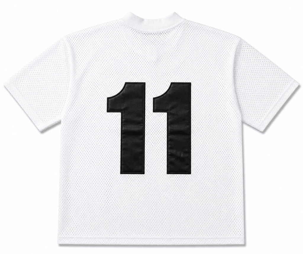 White Mesh S Letter Jersey T-Shirt – Oversized Breathable Streetwear Tee - Darkdxb