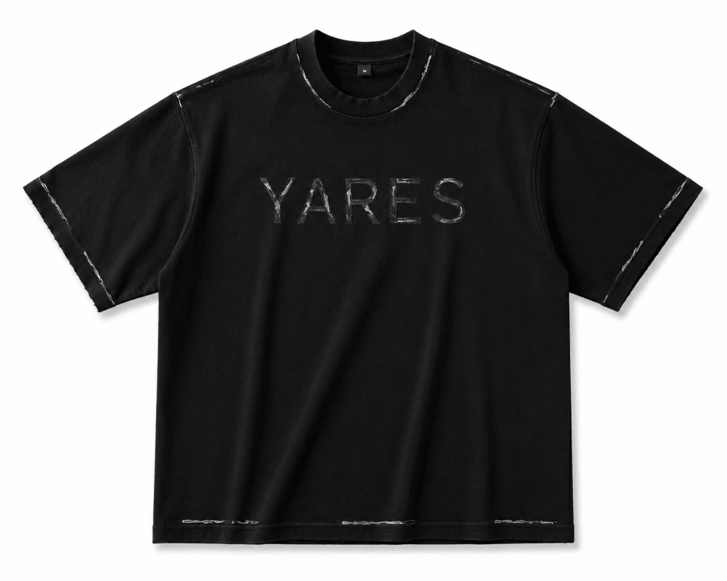 Yares Distressed Black Oversized T-Shirt – Premium Vintage Streetwear Tee - Darkdxb