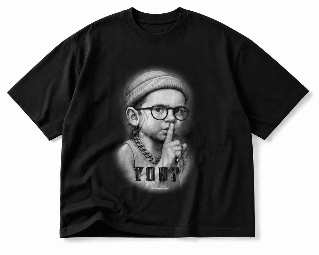 Youth Graphic Oversized Black T-Shirt - Darkdxb